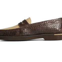 Authentic Original Boat Shoe|Sale^Sperry Men's Authentic Original&trade; Penny Double Sole Croc Embossed Loafer Brown