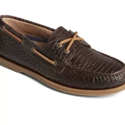 Authentic Original Boat Shoe|Sale^Sperry Men's Authentic Original&trade; Croc Embossed Boat Shoe Brown