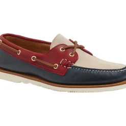 Handcrafted in Maine|Authentic Original Boat Shoe^Sperry Men's Gold Cup&trade; Authentic Original&trade; Handcrafted in Maine Tri-Tone Boat Shoe Navy/Red/Ivory