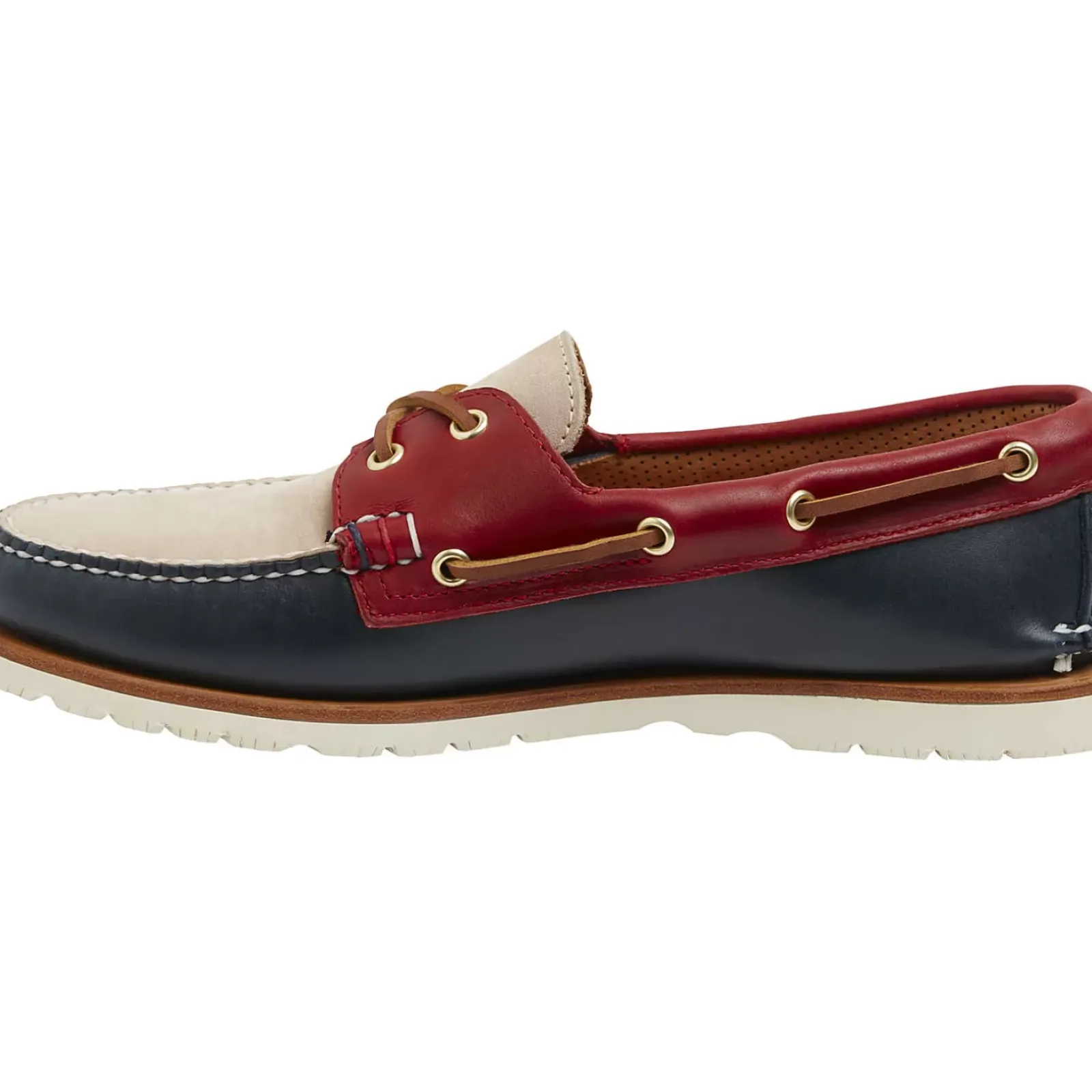 Handcrafted in Maine|Authentic Original Boat Shoe^Sperry Men's Gold Cup™ Authentic Original™ Handcrafted in Maine Tri-Tone Boat Shoe Navy/Red/Ivory