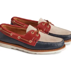 Handcrafted in Maine|Authentic Original Boat Shoe^Sperry Men's Gold Cup™ Authentic Original™ Handcrafted in Maine Tri-Tone Boat Shoe Navy/Red/Ivory