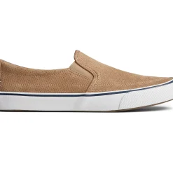 Striper II Sneakers|Sneakers^Sperry Men's Striper II Twin Gore Perforated Slip On Sneaker Tan