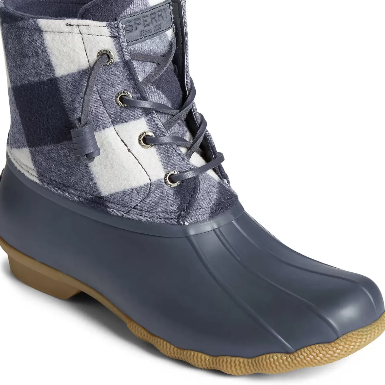Saltwater Duck Boot|Sale^Sperry Women's Saltwater Buffalo Check Duck Boot Navy