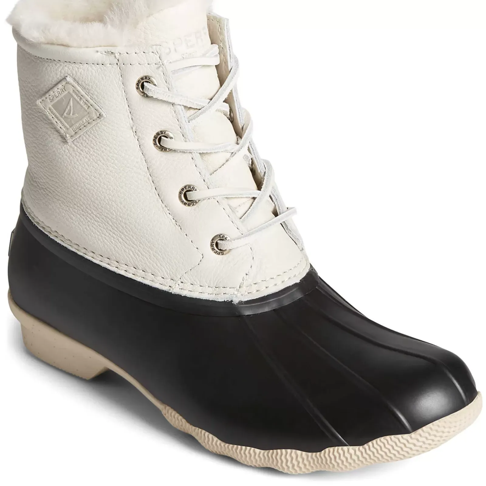 Saltwater Duck Boot|Sale^Sperry Women's Saltwater Luxe Leather Thinsulate™ Duck Boot Ivory/Black
