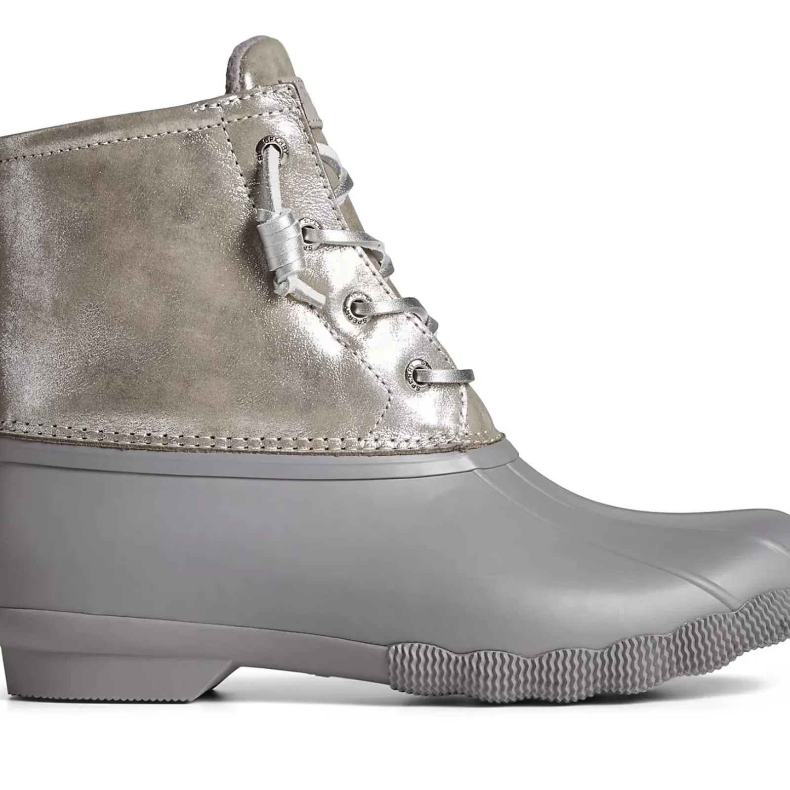 Saltwater Duck Boot|Sale^Sperry Women's Saltwater Metallic Leather Duck Boot Silver