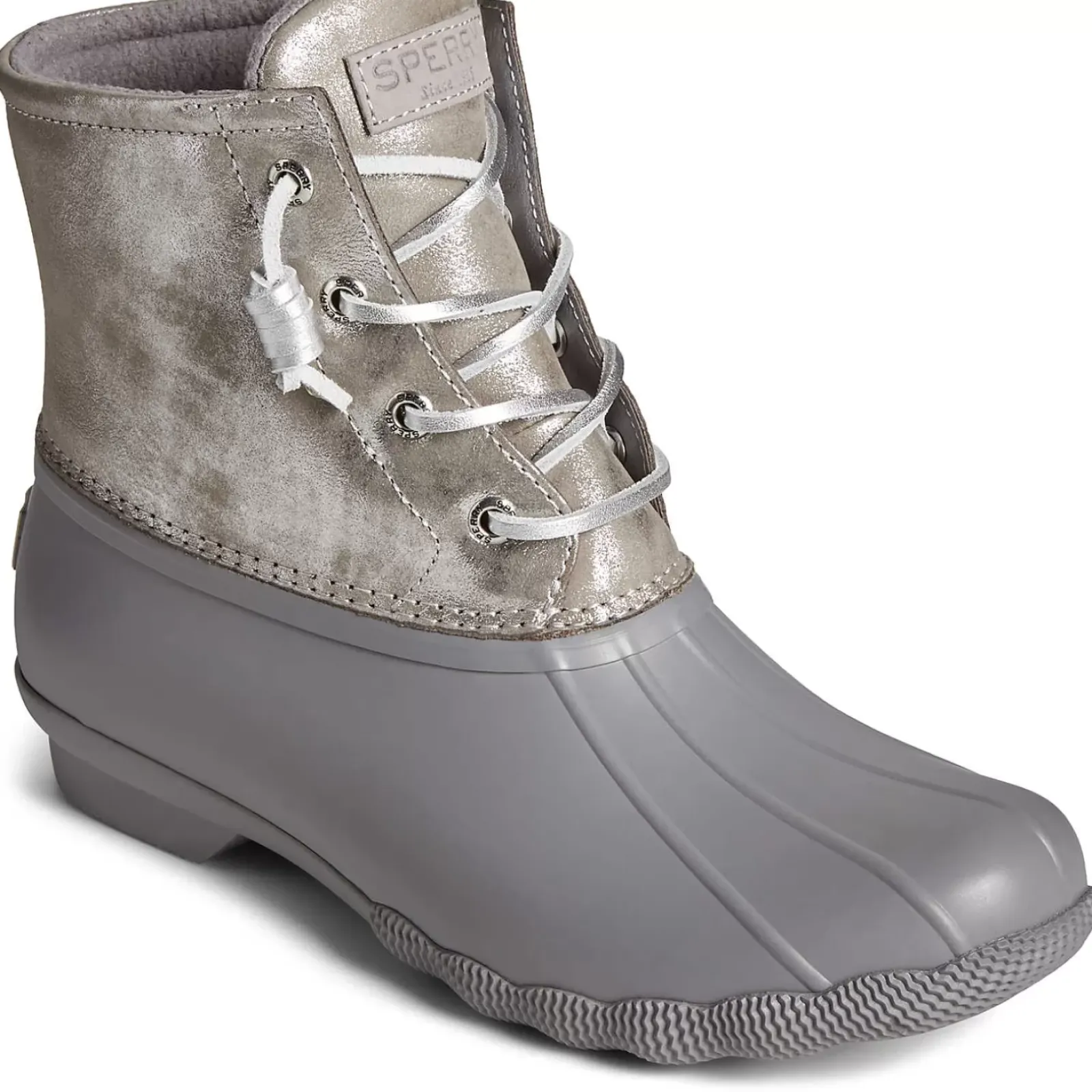 Saltwater Duck Boot|Sale^Sperry Women's Saltwater Metallic Leather Duck Boot Silver