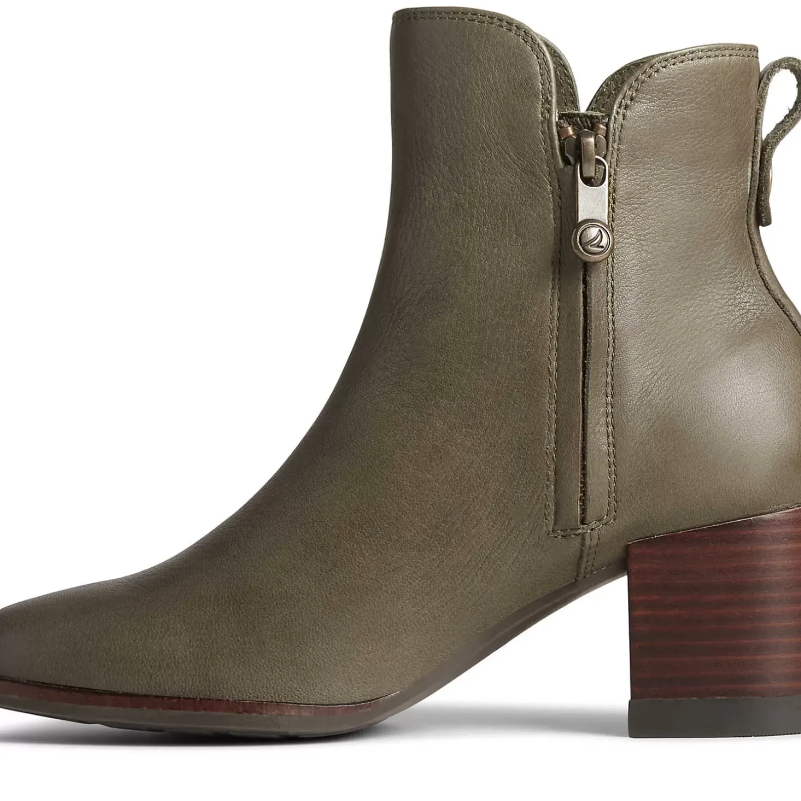 Seaport|Sale^Sperry Women's Seaport Heel Water Resistant Leather Boot Olive