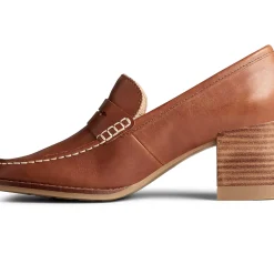 Seaport|Flats & Loafers^Sperry Women's Seaport Penny Heel Leather Loafer Tan