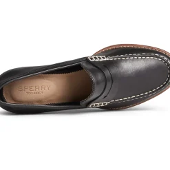 Seaport|Flats & Loafers^Sperry Women's Seaport Penny Heel Leather Loafer Black